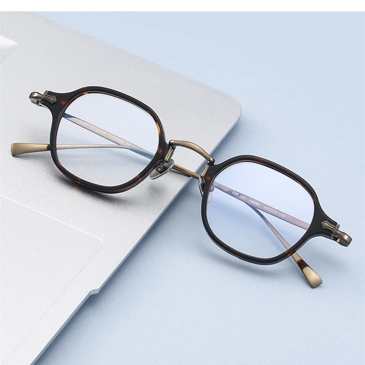 Black Mask Unisex Full Rim Square Titanium Acetate Eyeglasses 396183