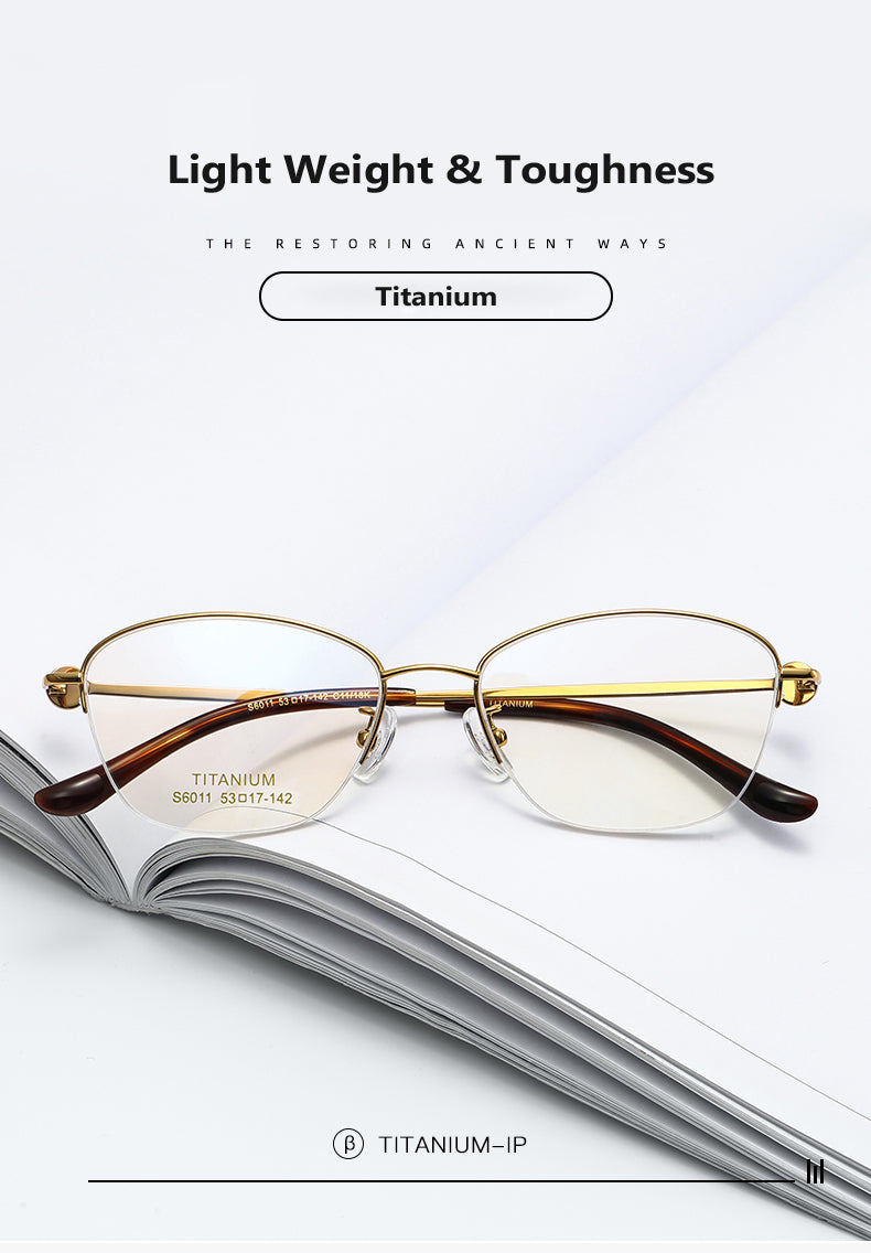 Oveliness Womens Semi Rim Oval Square Titanium Eyeglasses 196011 — view 1 | Oveliness at FuzWeb