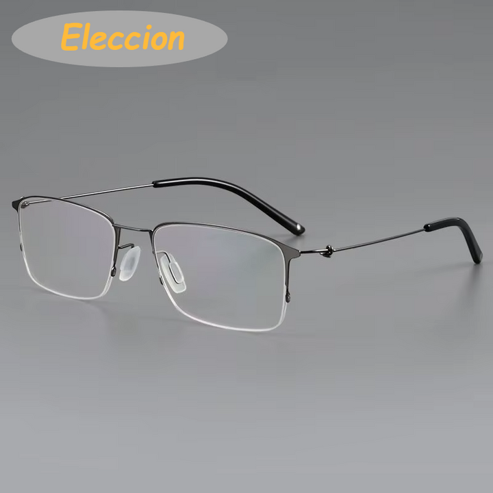 Eleccion Unisex Semi Rim Square Screwless Titanium Eyeglasses 64295