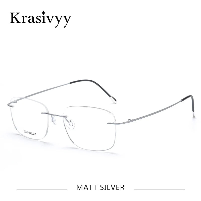 Krasivyy Unisex Rimless Square Titanium Eyeglasses Kr6010.