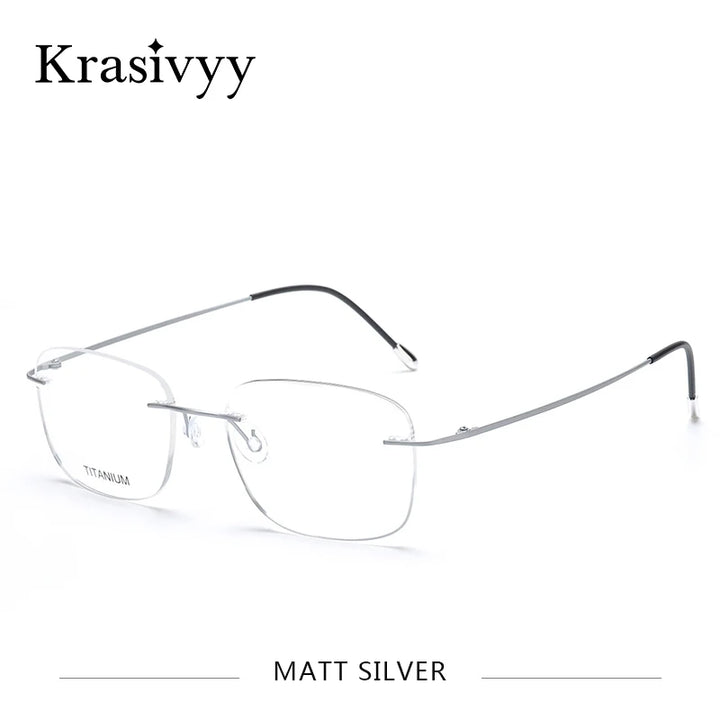 Krasivyy Unisex Rimless Square Titanium Eyeglasses Kr6010.