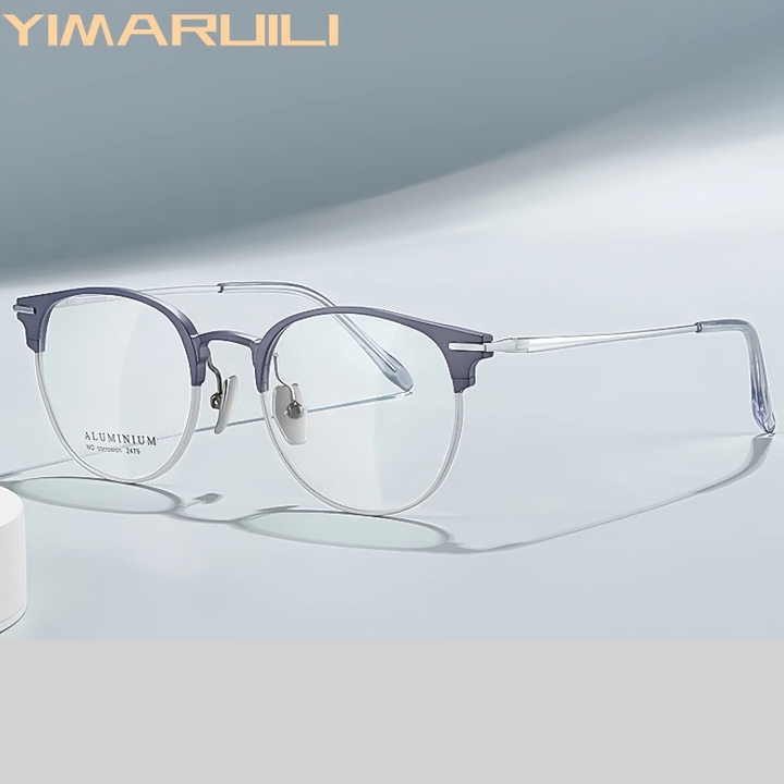 Yimaruili Unisex Full Rim Round Aluminum-Magnesium Eyeglasses 662479