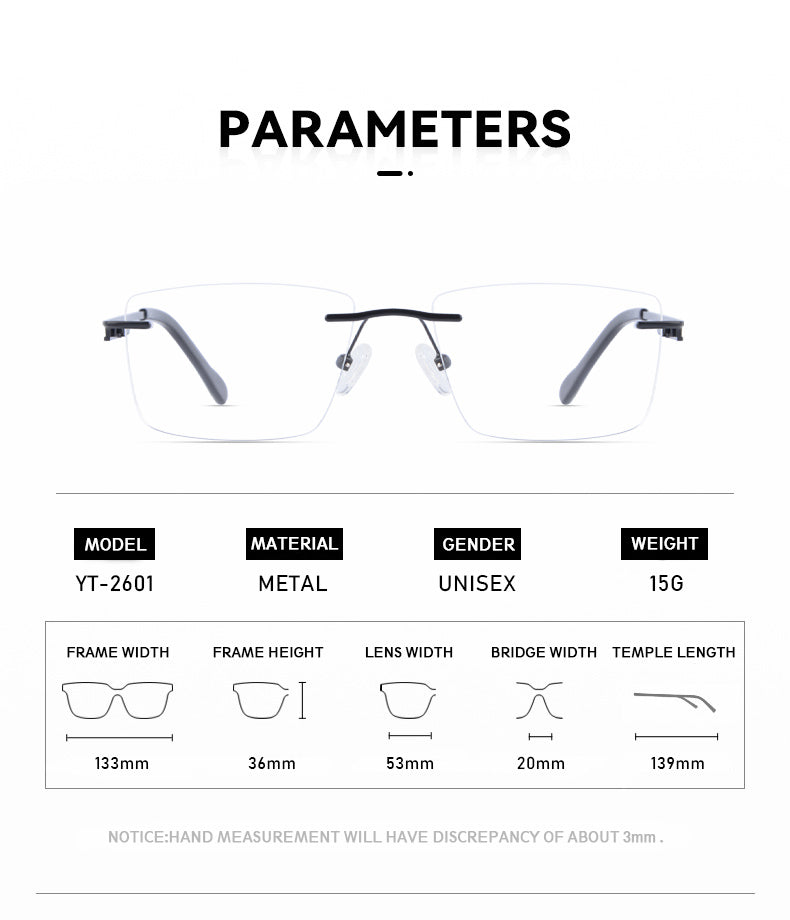 Kansept Womens Rimless Square Alloy Reading Glasses 72601 — view 2 | Kansept at FuzWeb