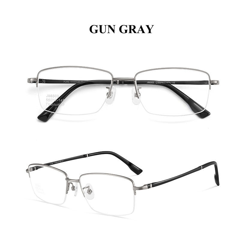 Chashma Ochki Unisex Semi Rim Square Titanium Eyeglasses 986503.