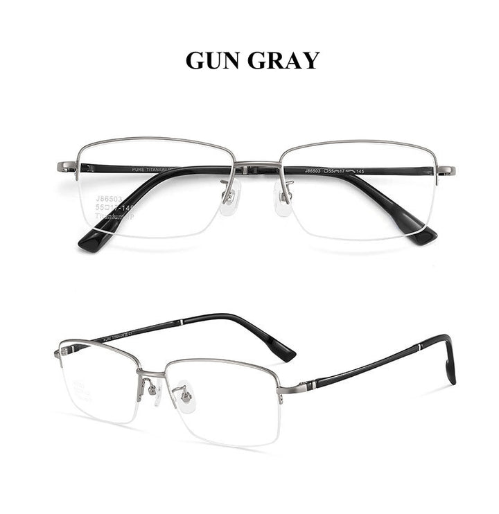 Chashma Ochki Unisex Semi Rim Square Titanium Eyeglasses 986503.