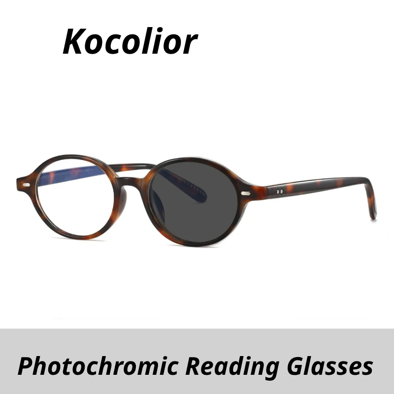 Kocolior Unisex Full Rim Round PC Tr 90 Alloy Photochromic Reading Glasses 512297