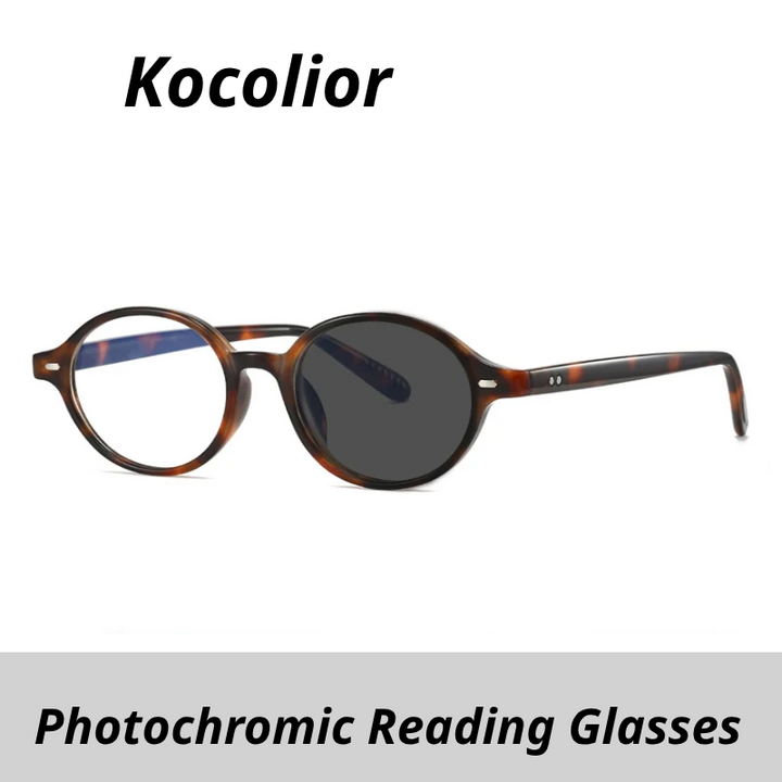 Kocolior Unisex Full Rim Round PC Tr 90 Alloy Photochromic Reading Glasses 512297