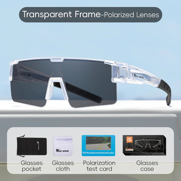 West Biking Unisex Semi Rim Square Polycarbonate Over Frame Polarized Sunglasses 9607931.