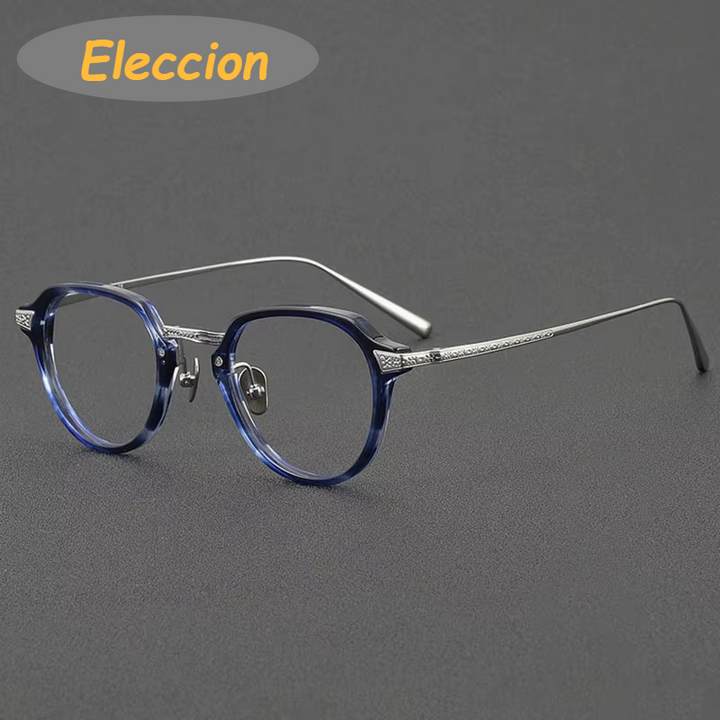 Eleccion Women's Full Rim Oval Titanium Acetate Eyeglasses 94024 Full Rim Eleccion Blue