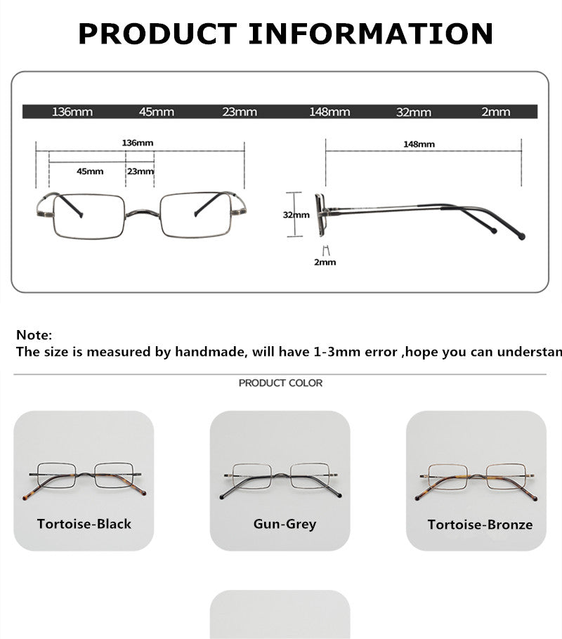Aimee Unisex Full Rim Small Square Titanium Eyeglasses 88083 — view 2 | Aimee at FuzWeb