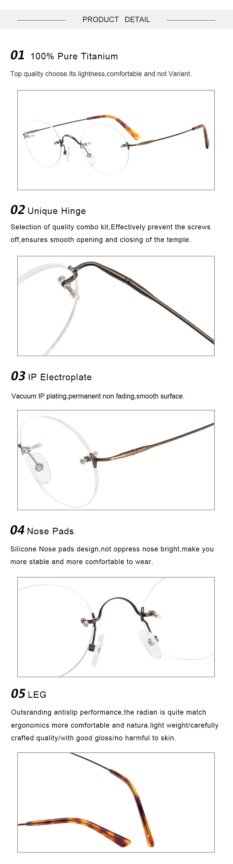 Krasivyy Unisex Rimless Round Titanium Eyeglasses Kr16035a.