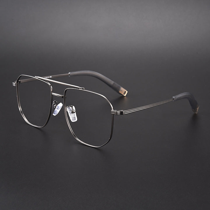 Gatenac Unisex Full Rim Square Double Bridge Titanium Photochromic Reading Glasses 760942.