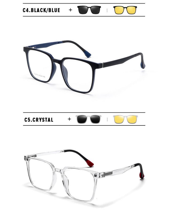 Kansept Unisex Full Rim Square Tr 90 Reading Glasses Clip On Polarized Sunglasses 2190 — view 11 | Kansept at FuzWeb