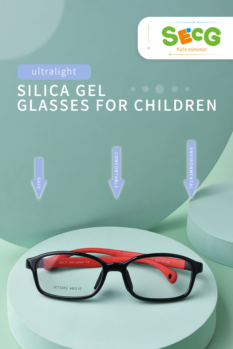 Secg Unisex Youths Full Rim Square Tr 90 Silicone Eyeglasses 5082 — view 1 | Secg at FuzWeb