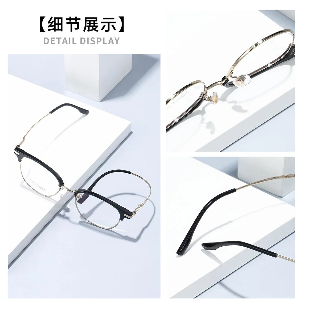 Bclear Unisex Full Rim Browline Titanium Eyeglasses SM-31807 - view 5