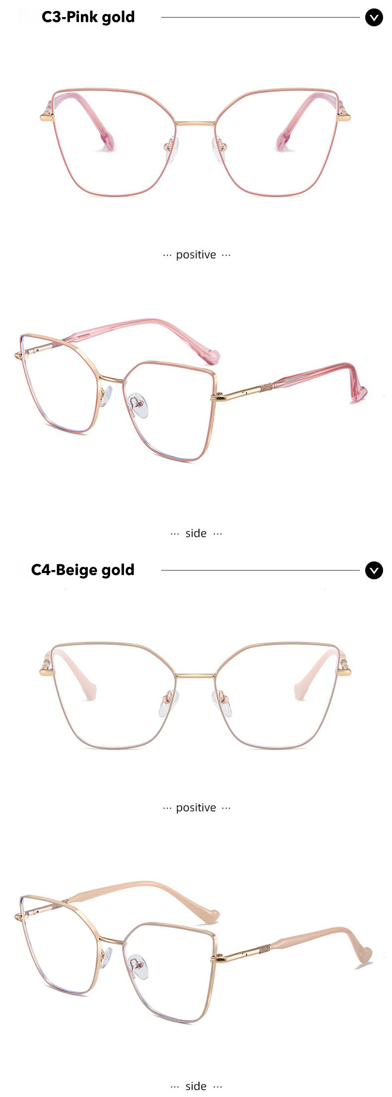 Kansept Womens Full Rim Square Cat Eye Alloy Reading Glasses 24108 — view 4 | Kansept at FuzWeb