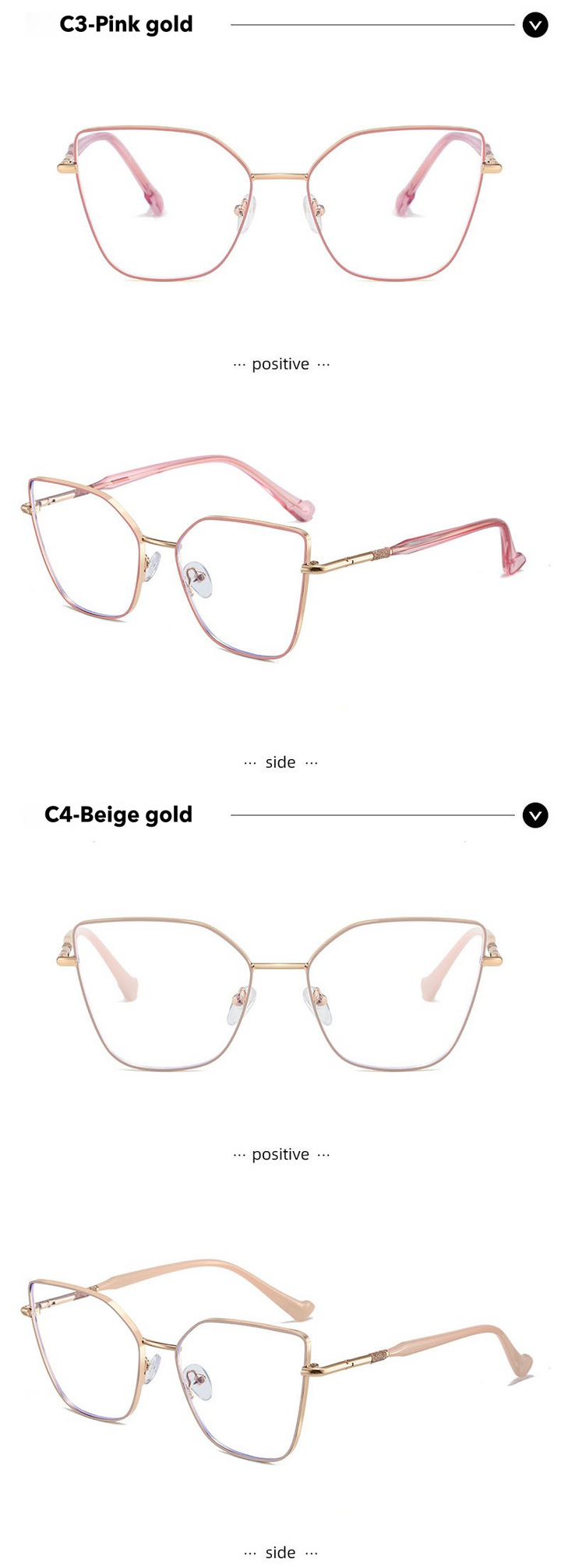 Kansept Womens Full Rim Square Cat Eye Alloy Reading Glasses 24108 — view 4 | Kansept at FuzWeb