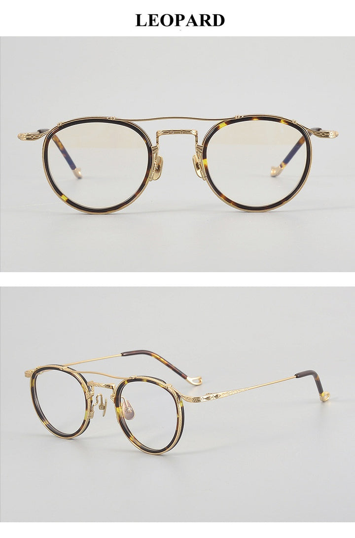 Chashma Unisex Full Rim Oval Double Bridge Acetate Titanium Eyeglasses 881715.