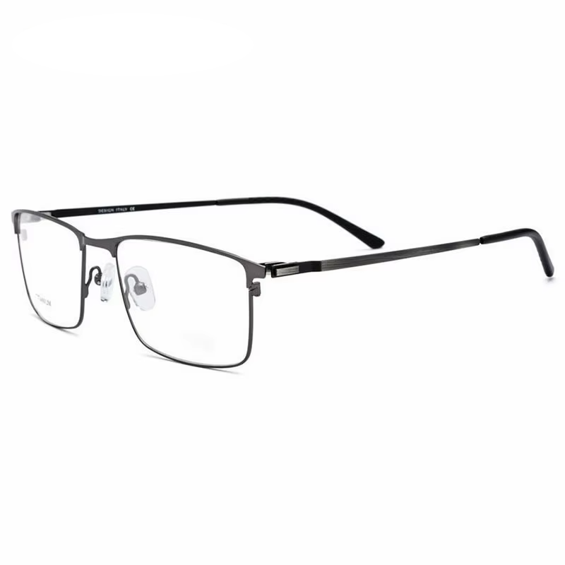 Eleccion Men's Full Rim Square Titanium Alloy Eyeglasses 499847 Full Rim Eleccion Gray