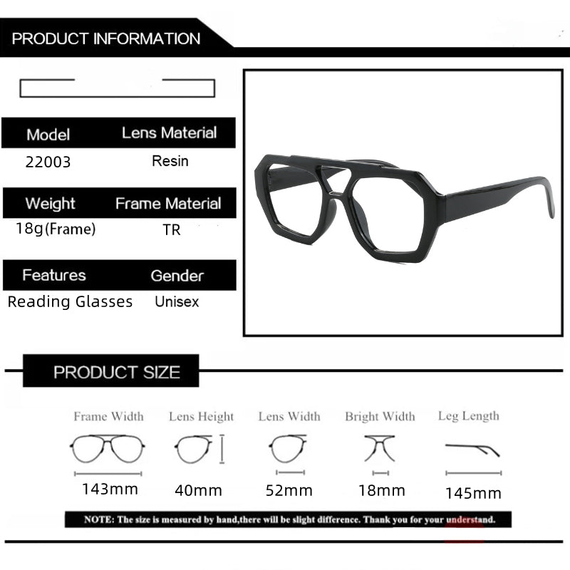 Kocolior Unisex Full Rim Polygon Double Bridge Tr 90 Reading Glasses 220033 — view 2 | Kocolior at FuzWeb