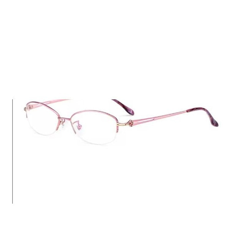 Chashma Ottica Women's Semi Rim Oval Steel Eyeglasses 98316 - Pink