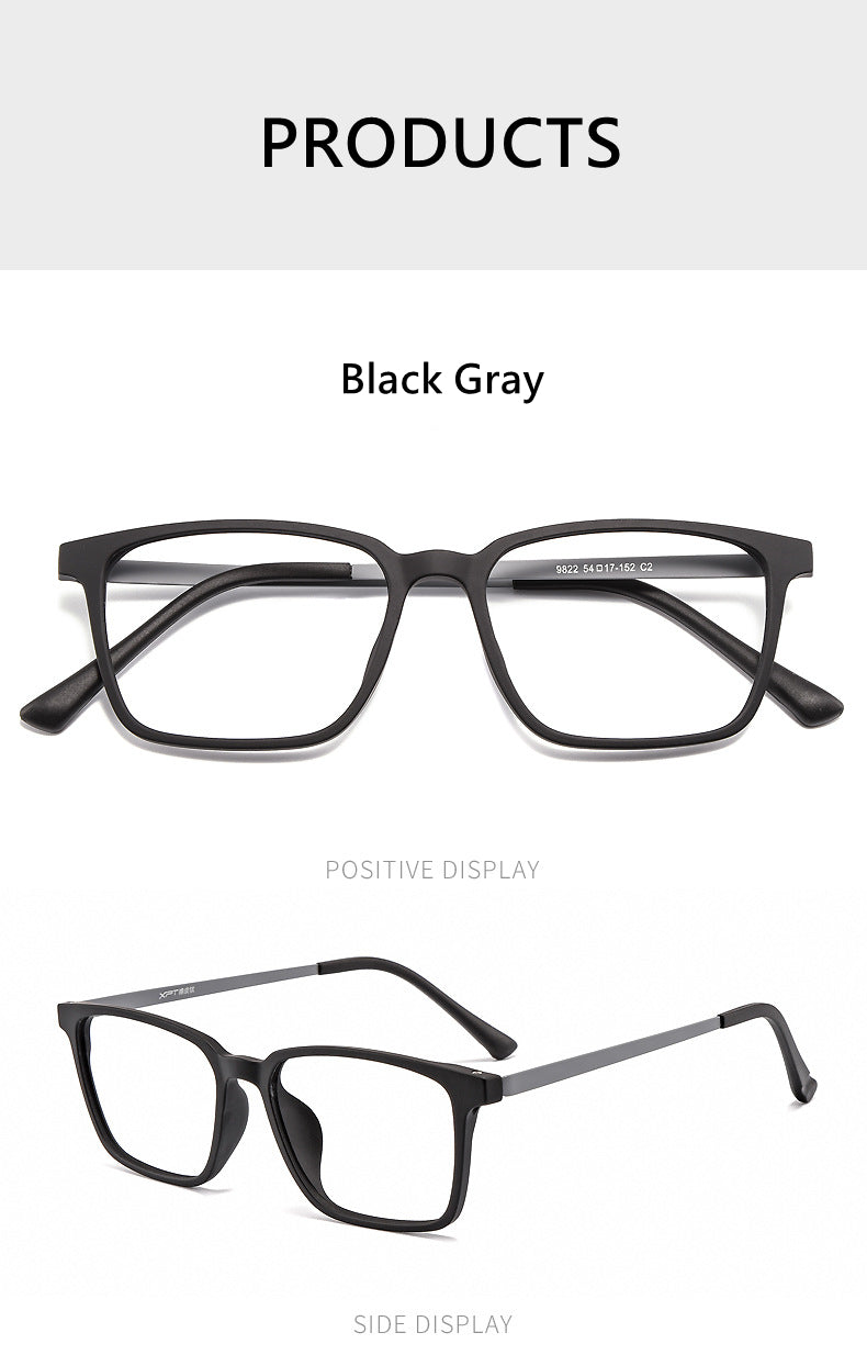 Kocolior Unisex Full Rim Square Tr 90 Titanium Hyperopic Reading Glasses 8922.