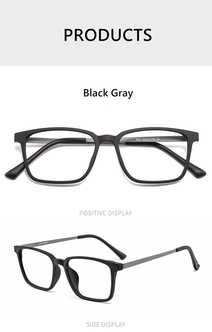 Kocolior Unisex Full Rim Square Tr 90 Titanium Hyperopic Reading Glasses 8922.