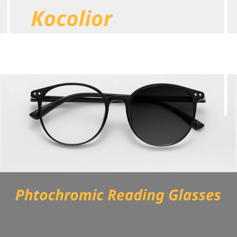 Kocolior Women's Full Rim Round Tr 90 Alloy Photochromic Reading Glasses 38055