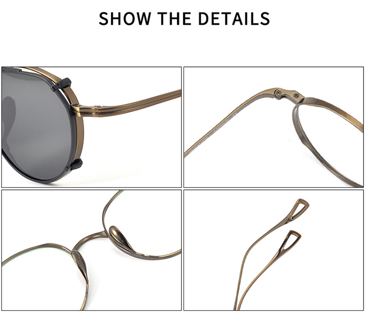 Bobbie Unisex Full Rim Oval Titanium Eyeglasses Clip On Sunglasses 642113.