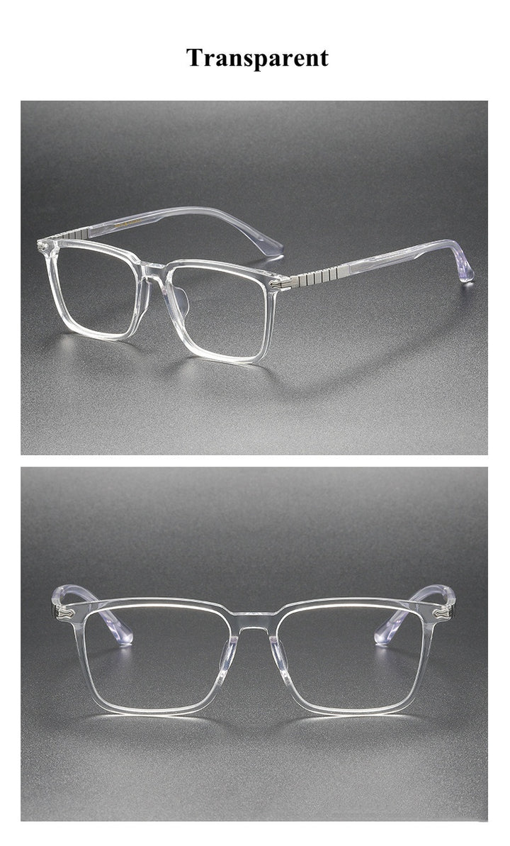 Chashma Ochki Unisex Full Rim Square Acetate Titanium Eyeglasses 29630.