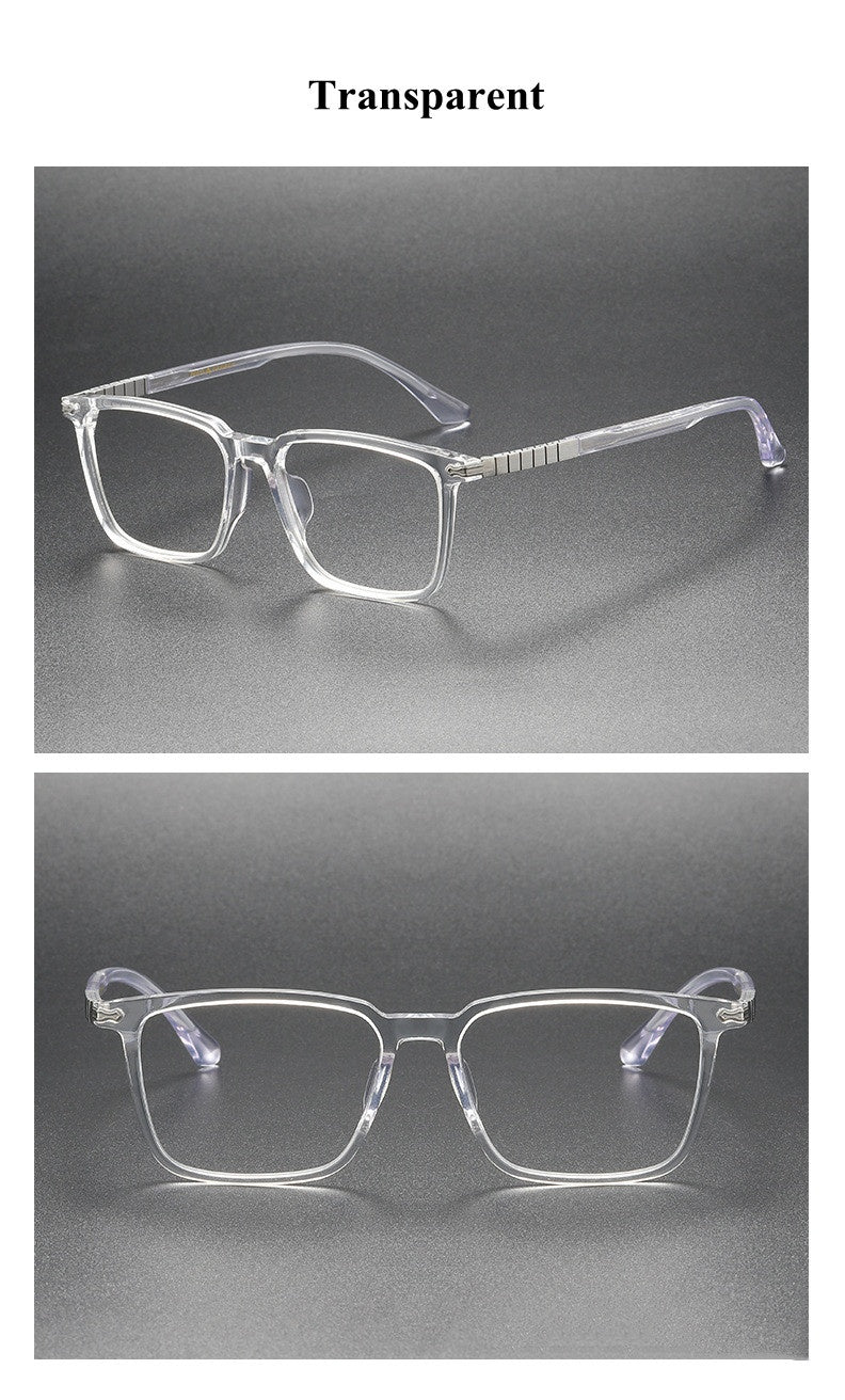 Chashma Ochki Unisex Full Rim Square Acetate Titanium Eyeglasses 29630.