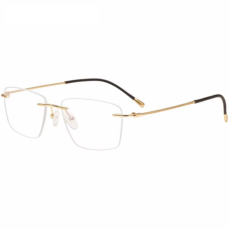 Eleccion Unisex Rimless Square Polygon Titanium Eyeglasses 921422