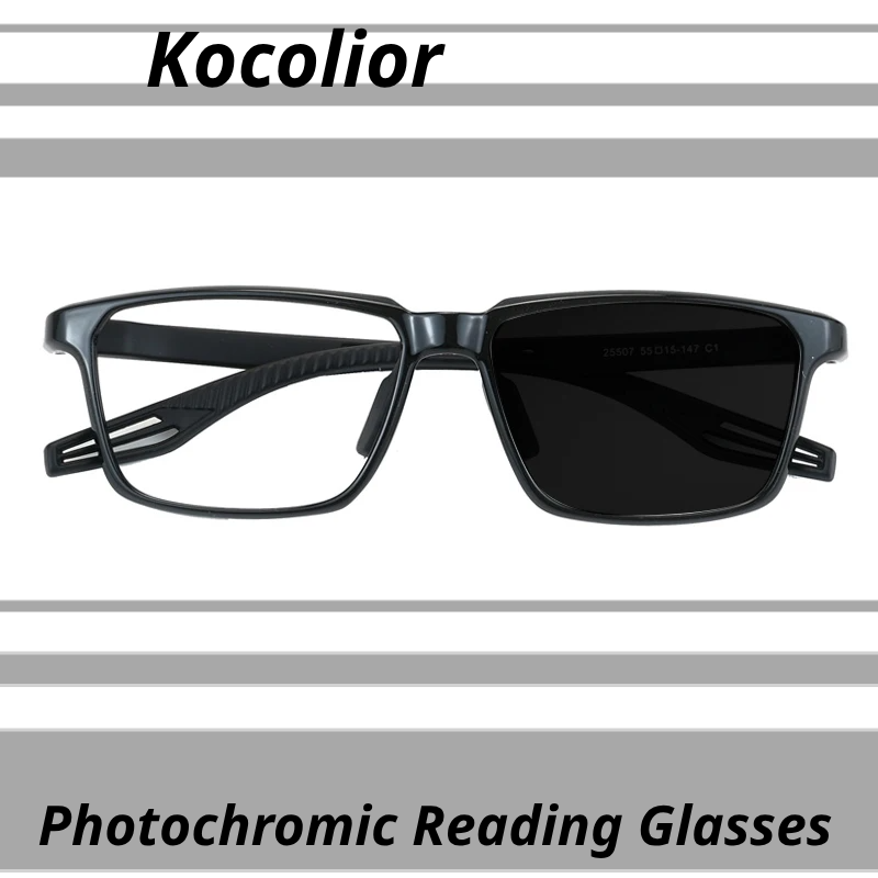 Kocolior Unisex Full Rim Square Tr 90 Photochromic Reading Glasses 725507