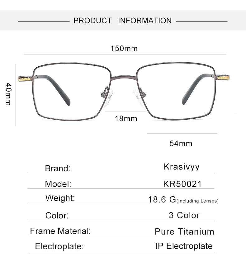 Krasivyy Mens Full Rim Big Square Titanium Eyeglasses 50021 — view 1 | Krasivyy at FuzWeb