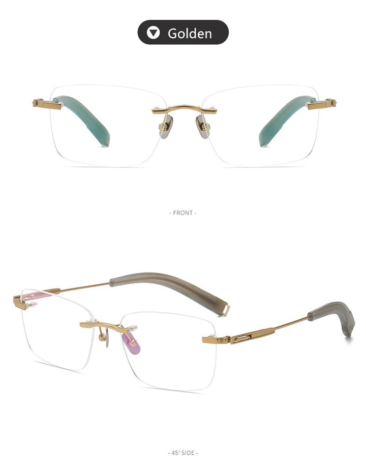 Aimee Unisex Rimless Polygon Square Titanium Eyeglasses 80814 — view 11 | Aimee at FuzWeb