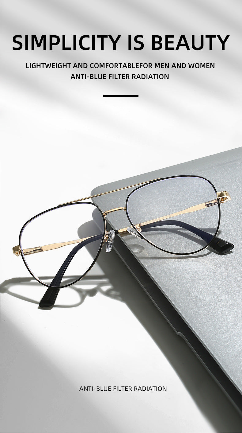 Vicky Unisex Full Rim Oval Double Bridge Alloy Reading Glasses 6912 — view 2 | Vicky at FuzWeb