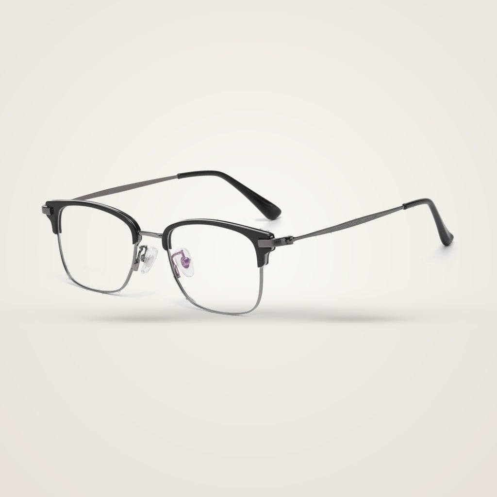 Bclear Unisex Half Rim Round TR90 Titanium Eyeglasses 1665 — view 1 | Bclear at FuzWeb