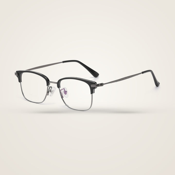 Bclear Unisex Half Rim Round TR90 Titanium Eyeglasses 1665 — view 1 | Bclear at FuzWeb