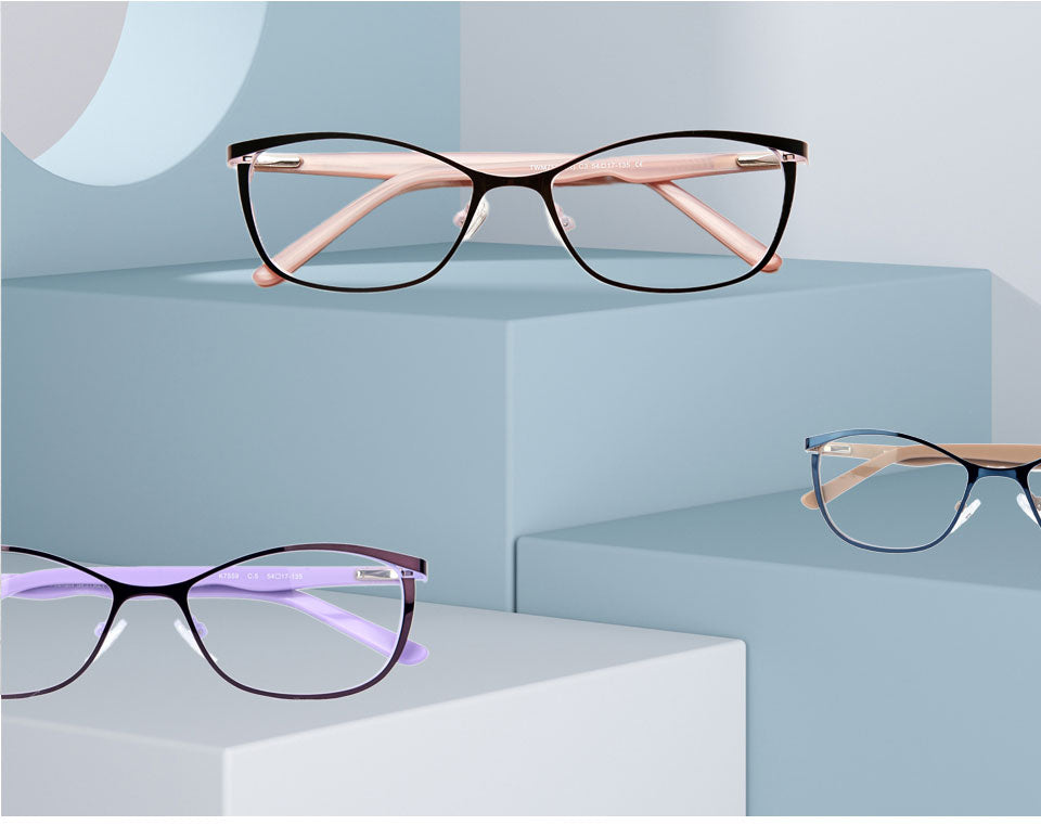 Kansept Womens Full Rim Square Cat Eye Stainless Steel Eyeglasses 759 — view 3 | Kansept at FuzWeb
