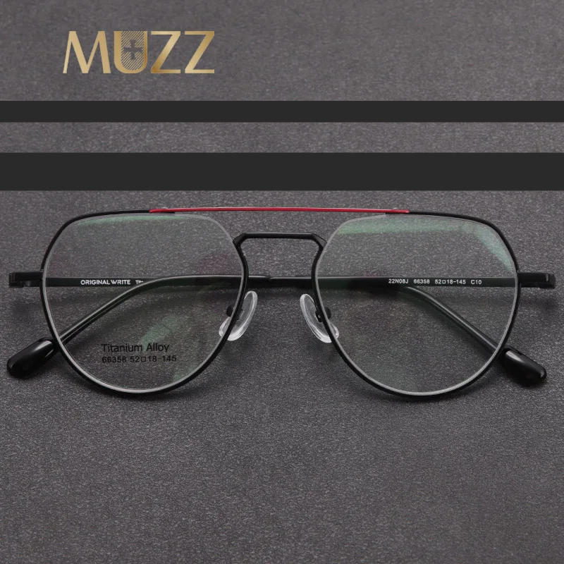 Muzz Unisex Full Rim Oval Double Bridge Titanium Eyeglasses 66358