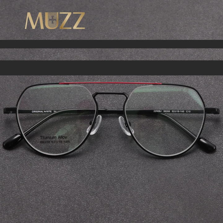 Muzz Unisex Full Rim Oval Double Bridge Titanium Eyeglasses 66358