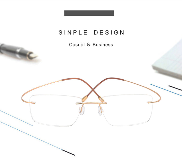 Krasivyy Mens Rimless Square Titanium Eyeglasses Kr6064 — view 1 | Krasivyy at FuzWeb