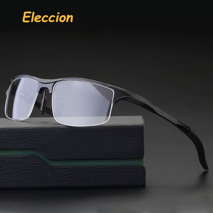 Eleccion Men's Semi Rim Square Sport Aluminum Eyeglasses 98177 Semi Rim Eleccion