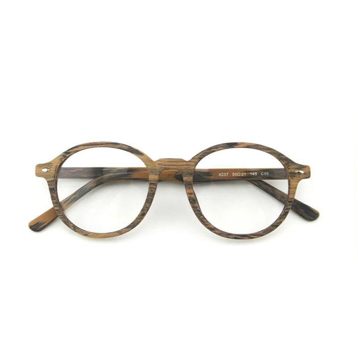 Hdcrafter Unisex Full Rim Round Oval Wood Metal Frame Eyeglasses 4237 — view 5 | Hdcrafter Eyeglasses at FuzWeb