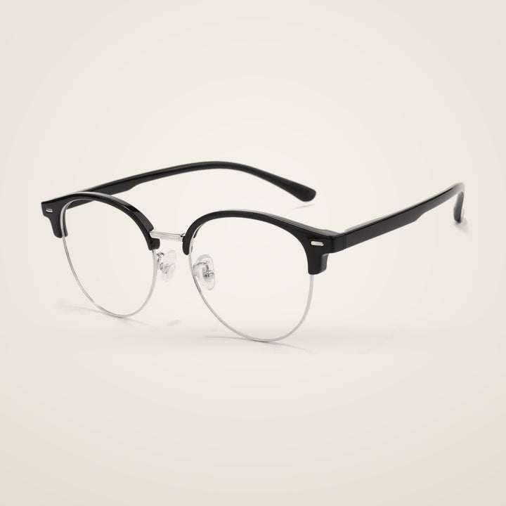 Bclear Unisex Half Rim Round TR90 Alloy Eyeglasses R6061ZF — view 2 | Bclear at FuzWeb