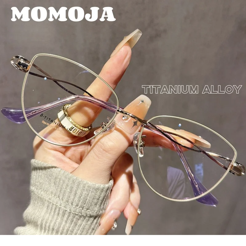 Momoja Women's Full Rim Oval Cat Eye Titanium-Alloy Eyeglasses 72041