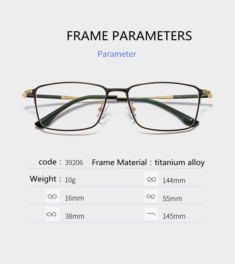 Kocolior Unisex Full Rim Square Titanium Alloy Hyperopic Reading Glasses 39206.