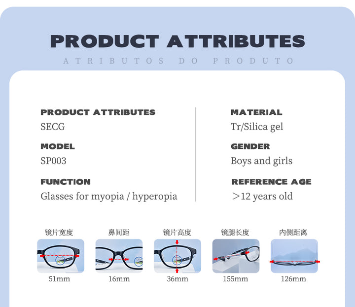 Secg Unisex Youths Full Rim Square Tr 90 Silicone Eyeglasses 19163 — view 6 | Secg at FuzWeb