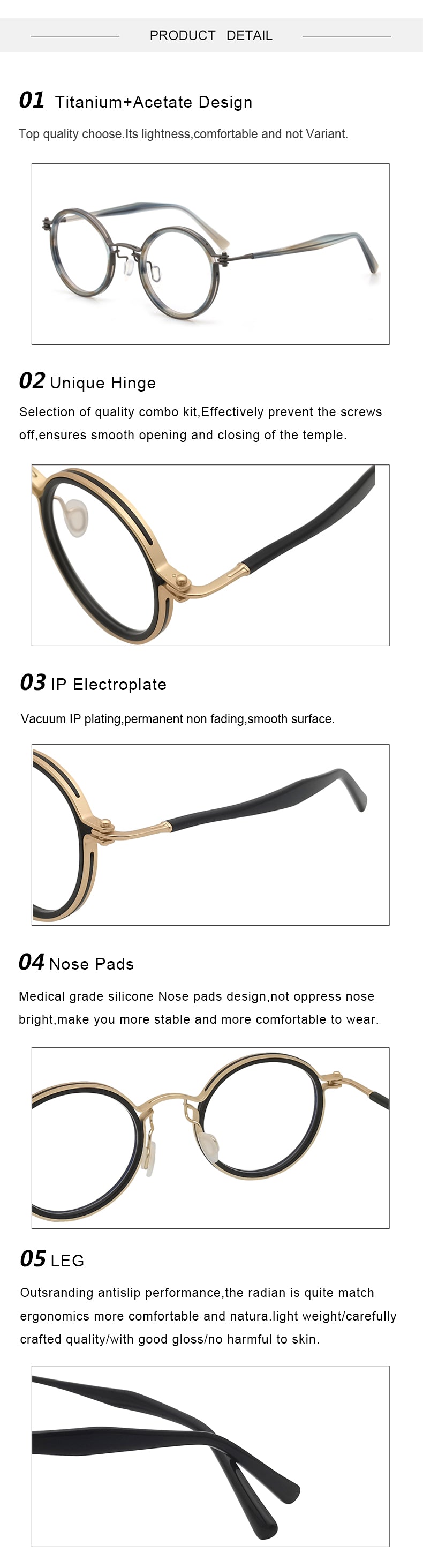 Krasivyy Unisex Full Rim Round Acetate Titanium Eyeglasses 55862 — view 2 | Krasivyy at FuzWeb