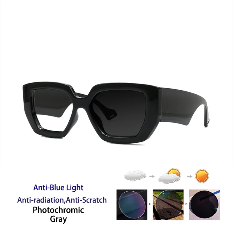 Kocolior Unisex Full Rim Square Acetate Photochromic Reading Glasses 86320.